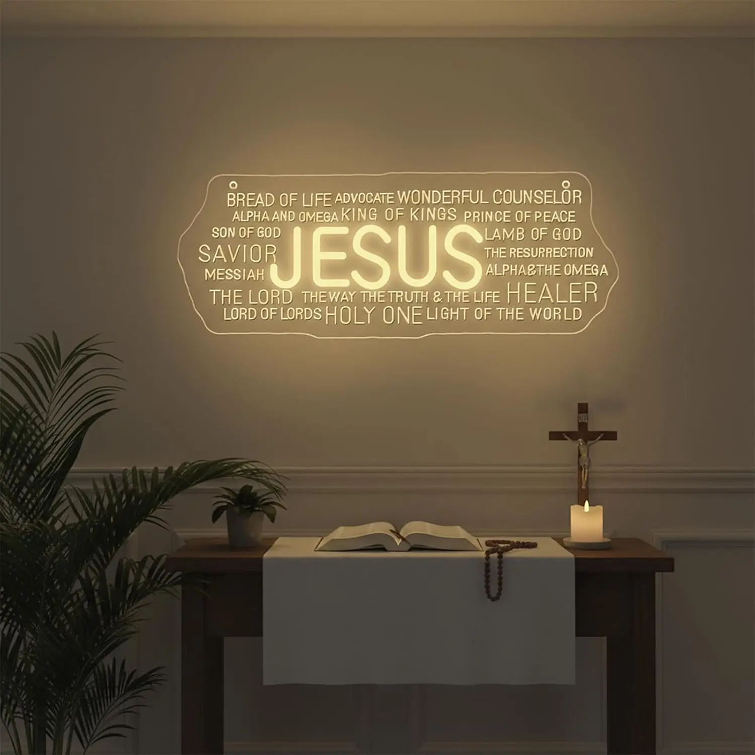 Jesus Neon Sign Christian Faith LED Neon Light Religious God Bible Game Room Bedroom Home Wall Decor Christmas Gift USB Powered