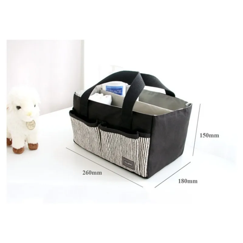 Korean Ins Style Diaper Bag with Embroidery, Zipper and Cotton Handle - New Arrival