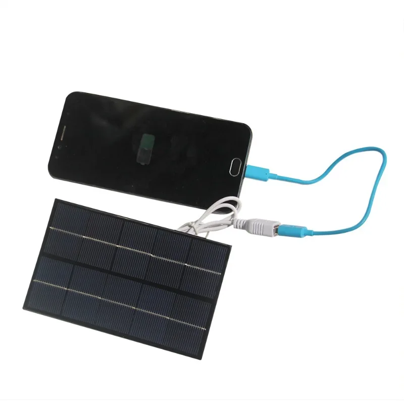 

USB Solar Panel Outdoor 2W 5V Portable Solar Charger Pane Climbing Fast Charger Polysilicon Travel DIY Solar Charger Generator