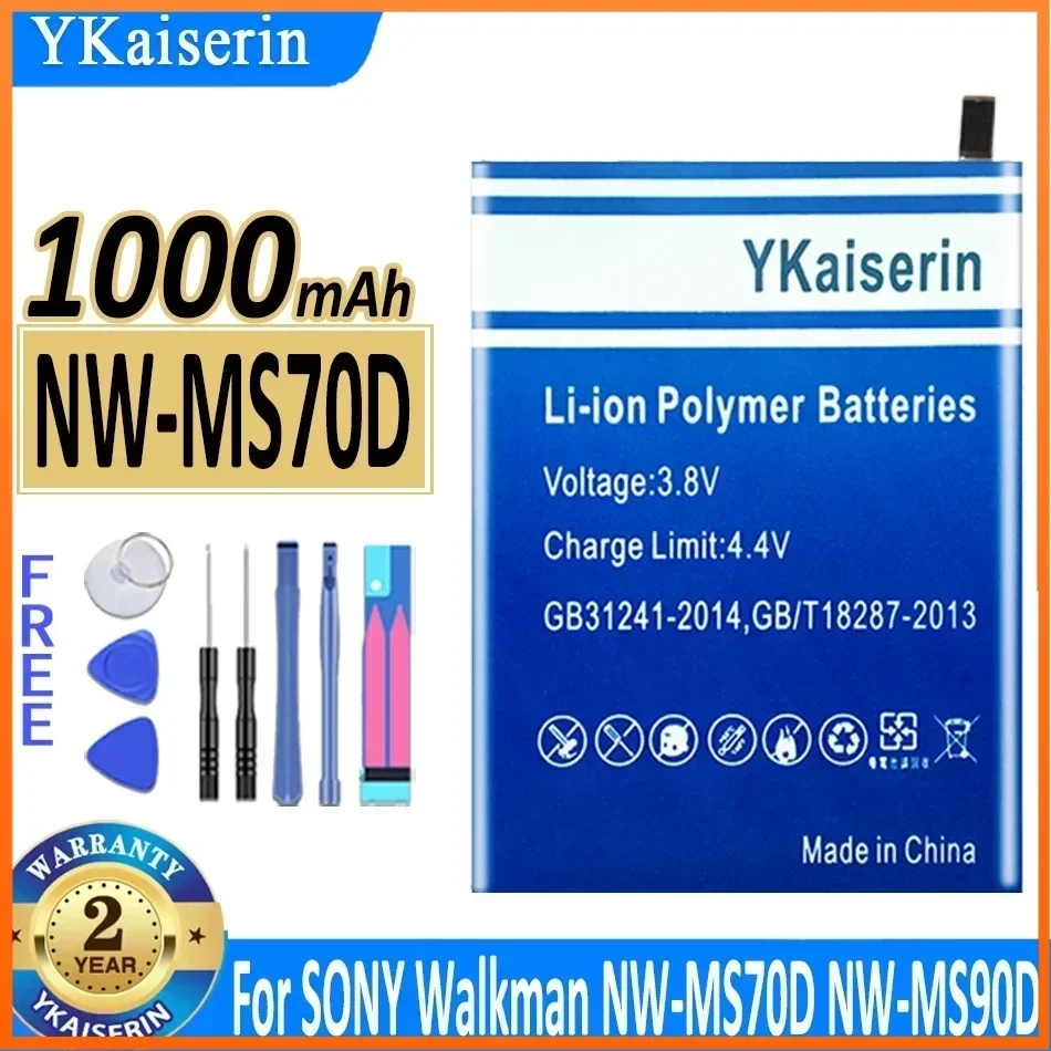 YKaiserin 1000mAh Replacement Battery for SONY Walkman NW-MS70D NW-MS90D NH-6WM-NW1 Player Batteries + Track Code Free Tools