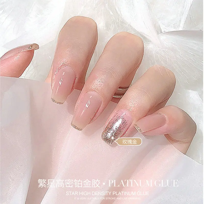 Neue Glitter Gel Polnische Shiny Platin Nagel Gel 5ml Nail art Blinkende Weg Tränken UV Semi Permanent Hybrid Vernis lack Lack – Detail 22