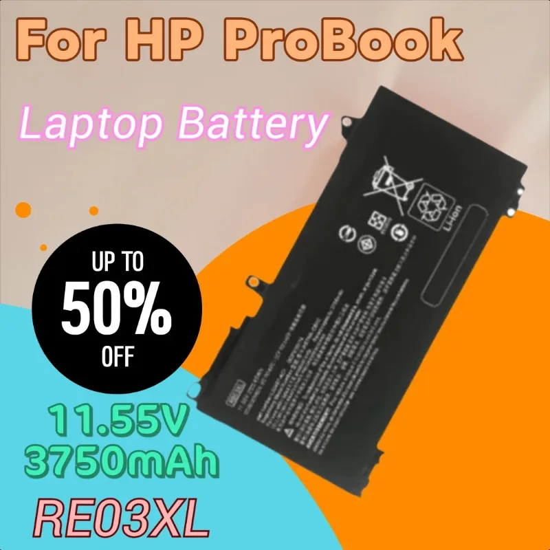 

100% новый аккумулятор для ноутбука RE03XL для HP ProBook 430 440 455 445 450 G6 HSTNN-DB9A L32407-AC1 L32407-2B1 L32407-2C1 11,55 В 3750 мАч
