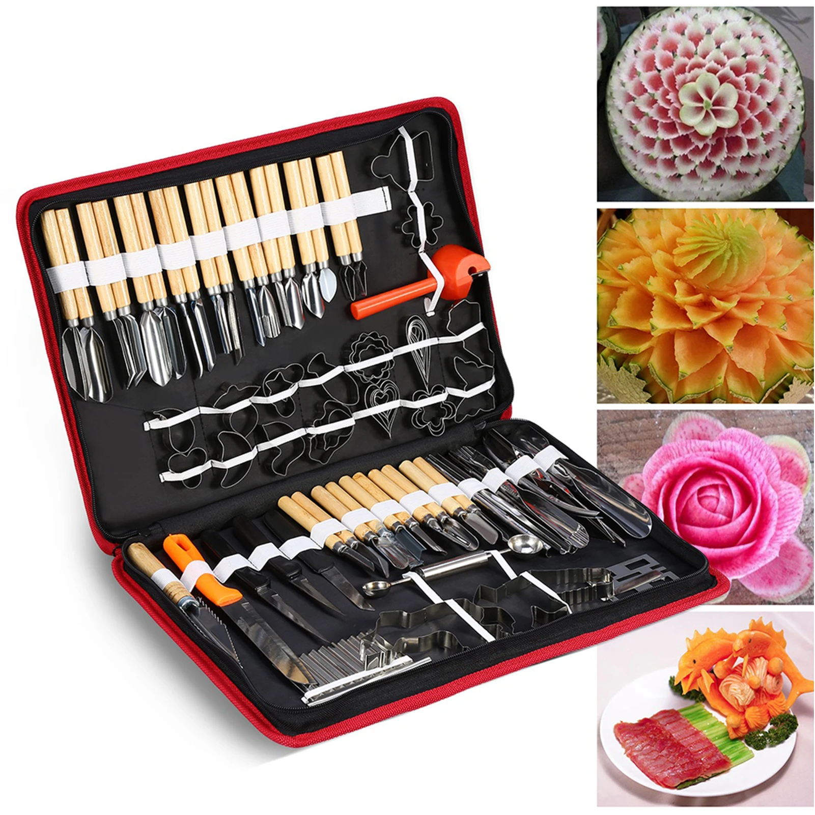 80PCS Chef Carving Knife Fruit Pumpkin Hand Carving Tool Food Cutting Slicing Tool Art Kitchen Carving Tool Kit