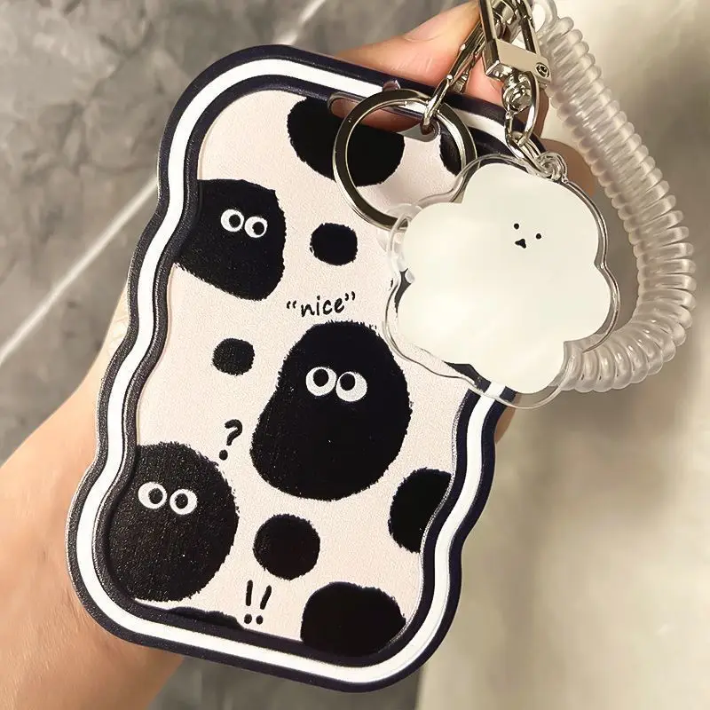 Держатель для карт с узором угольного шара, с подвеской из пружинной веревки, индивидуальный дизайн для удобной переноски, хранилище для фотокарт Idol, хранилище для автобусных и карт доступа, милый аксессуар для ежедневных путешествий