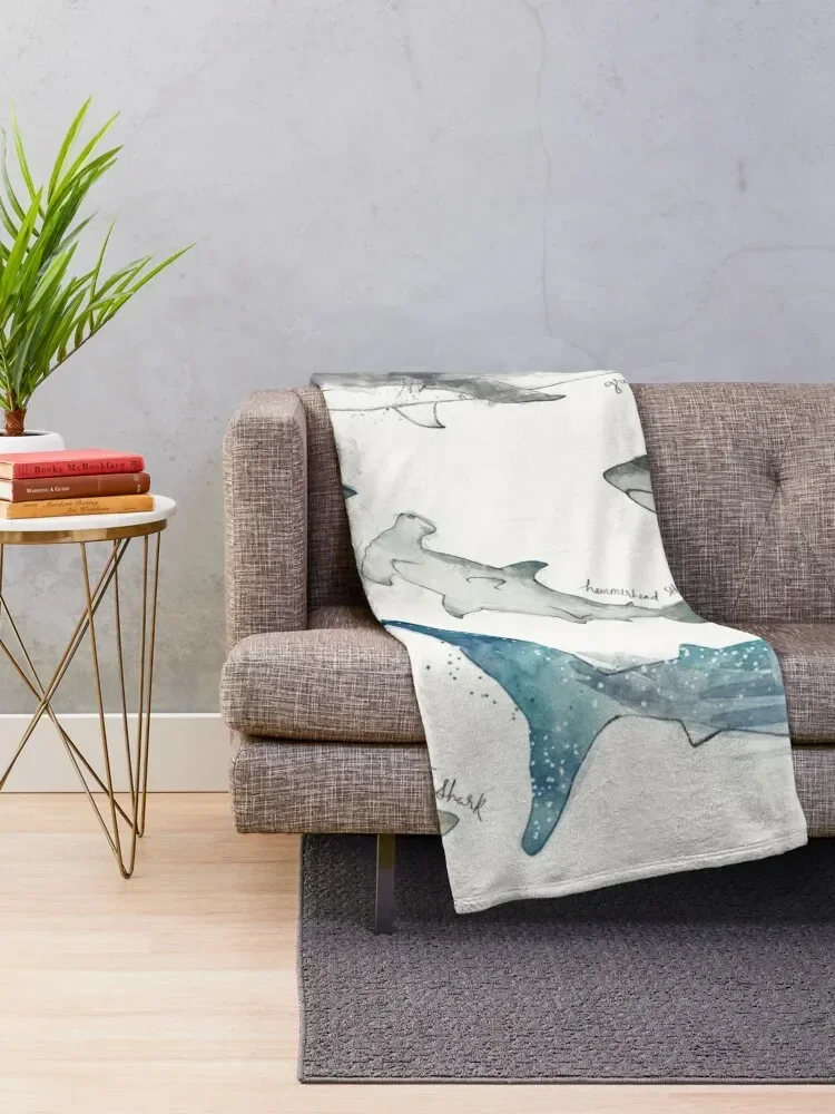 Sharks - Landscape Format Throw Blanket Soft For Decorative Sofa for sofa Loose Blankets