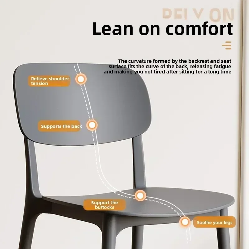 Living Room Chair Cream Thickened Plastic Modern Minimalist Dining Chair Stackable Backrest Casual Home Use Dinning Chair