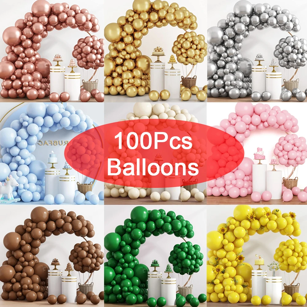 100Pcs Colorful Latex Balloons Kit 5/10/12/18