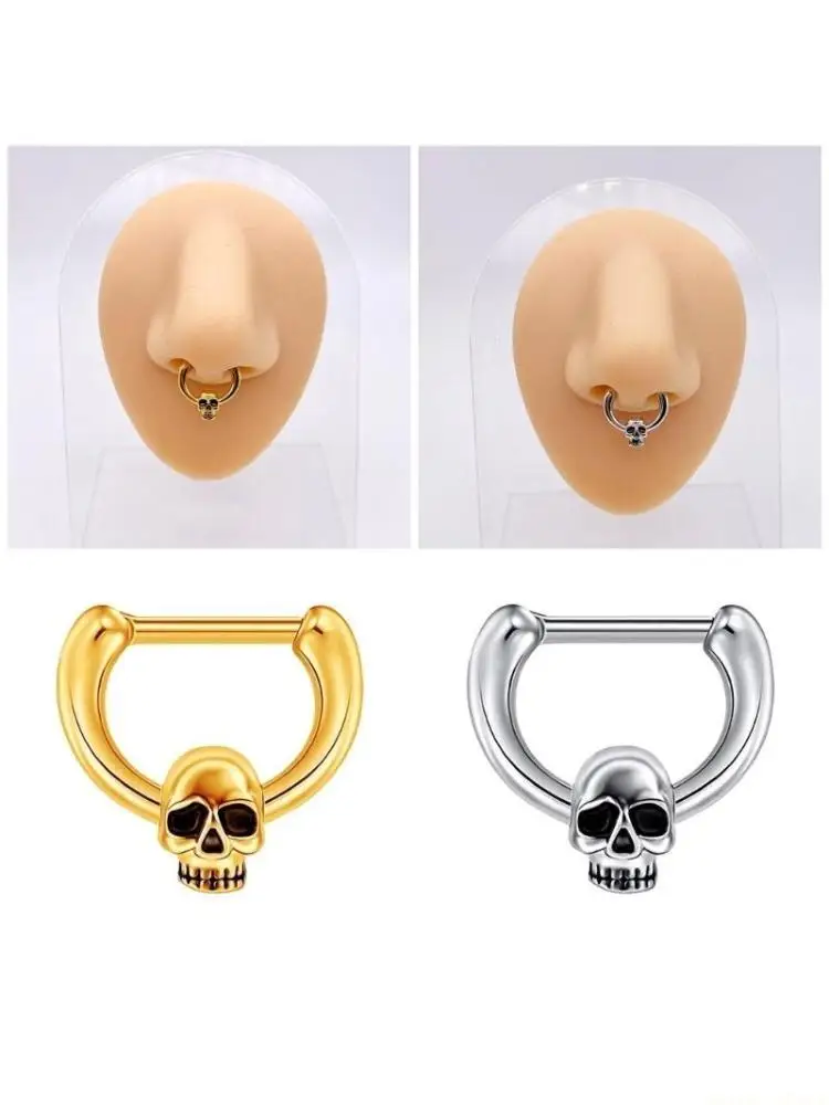 31BF Stylish Skull Nose Jewelry Sturdy Stainless Steel Nose for Fashionistas