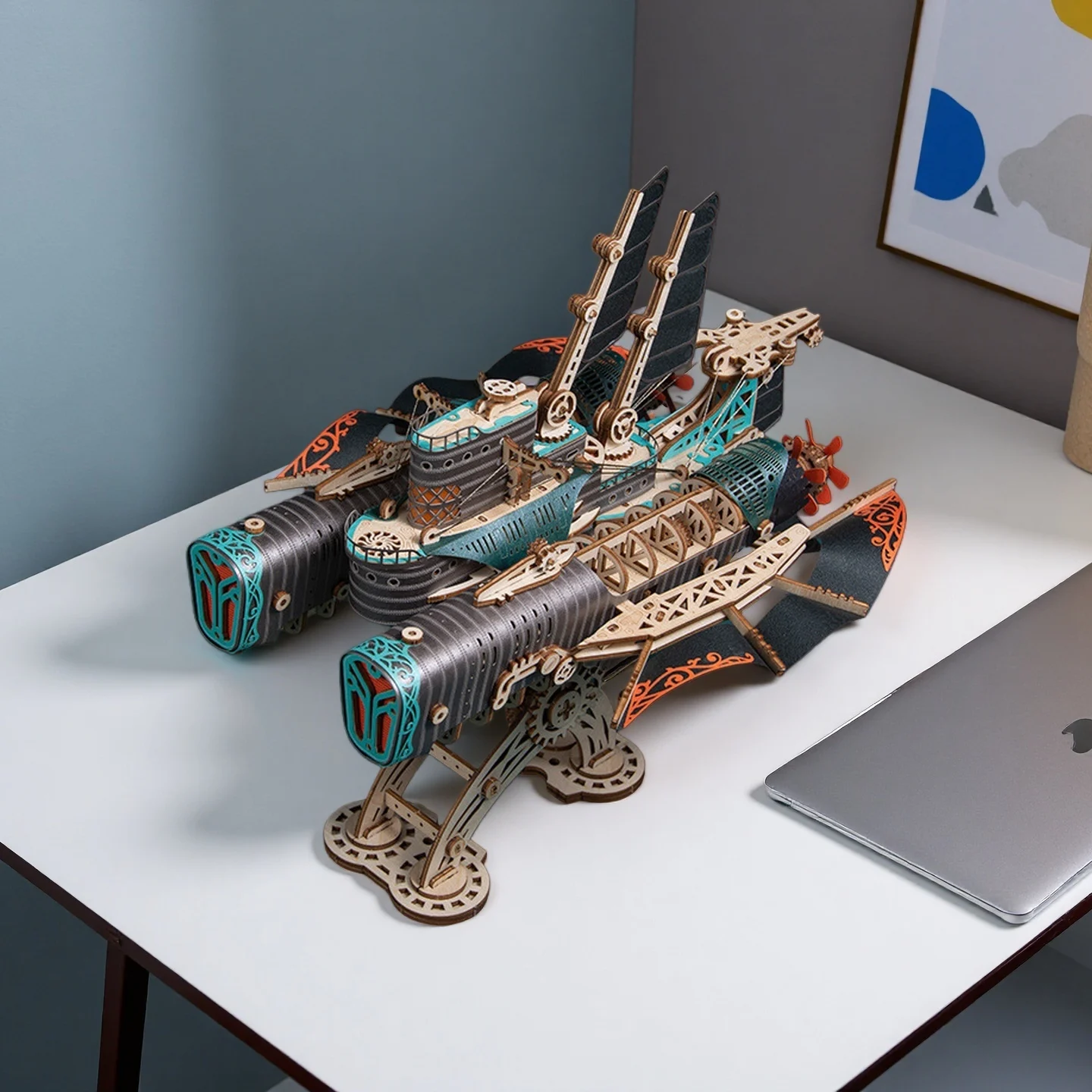 

OUZEY Vintage Submarine Model Kit - 3D Wooden Steampunk Nautilus, DIY Mechanical Puzzle for Adult Collectors Age 14+