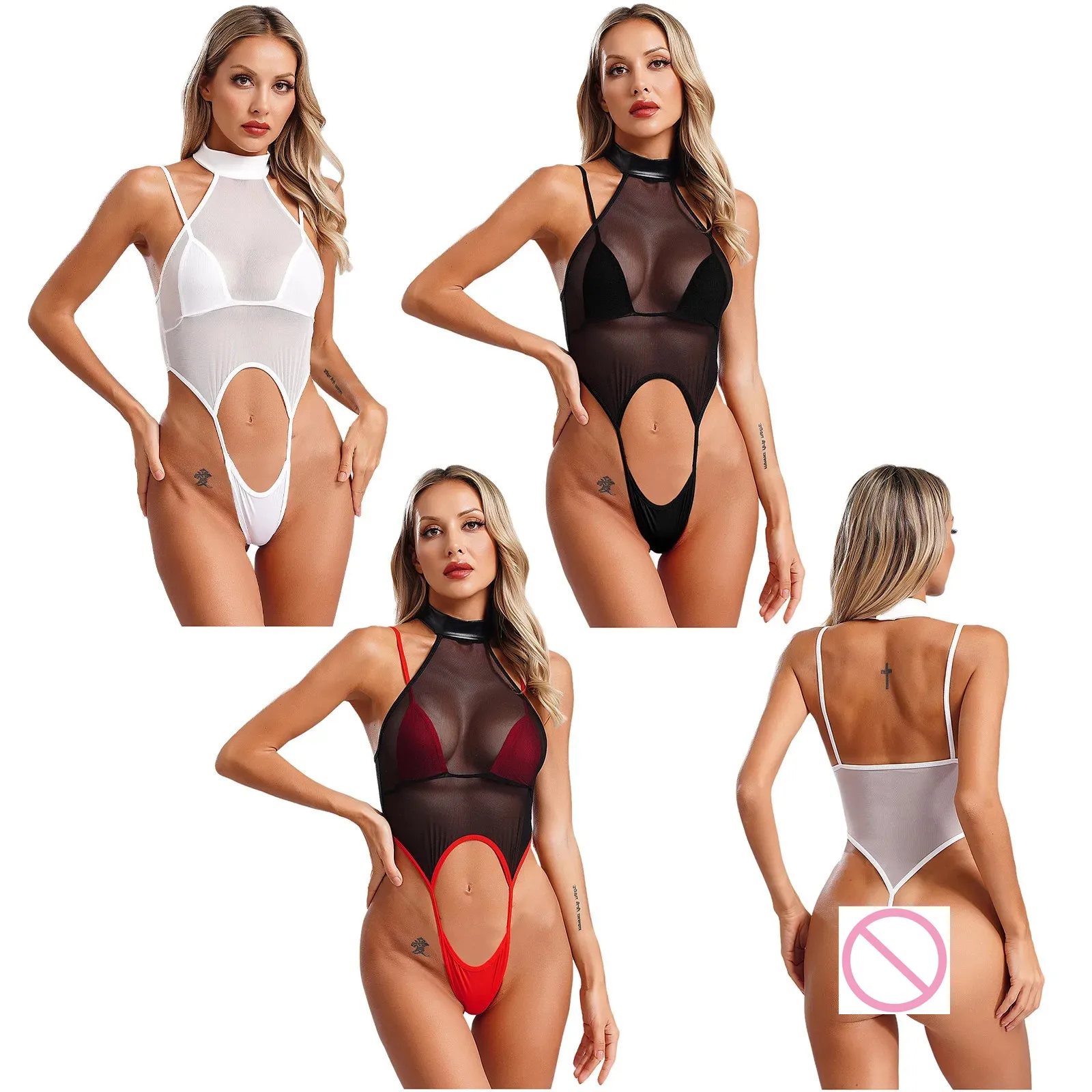 Womens Sexy Hollow Out Bodysuit Lingerie Set Costume Seethru Fun Underwear Jumpsuits Erotic Hot Lovers Flirt Night Secret Show