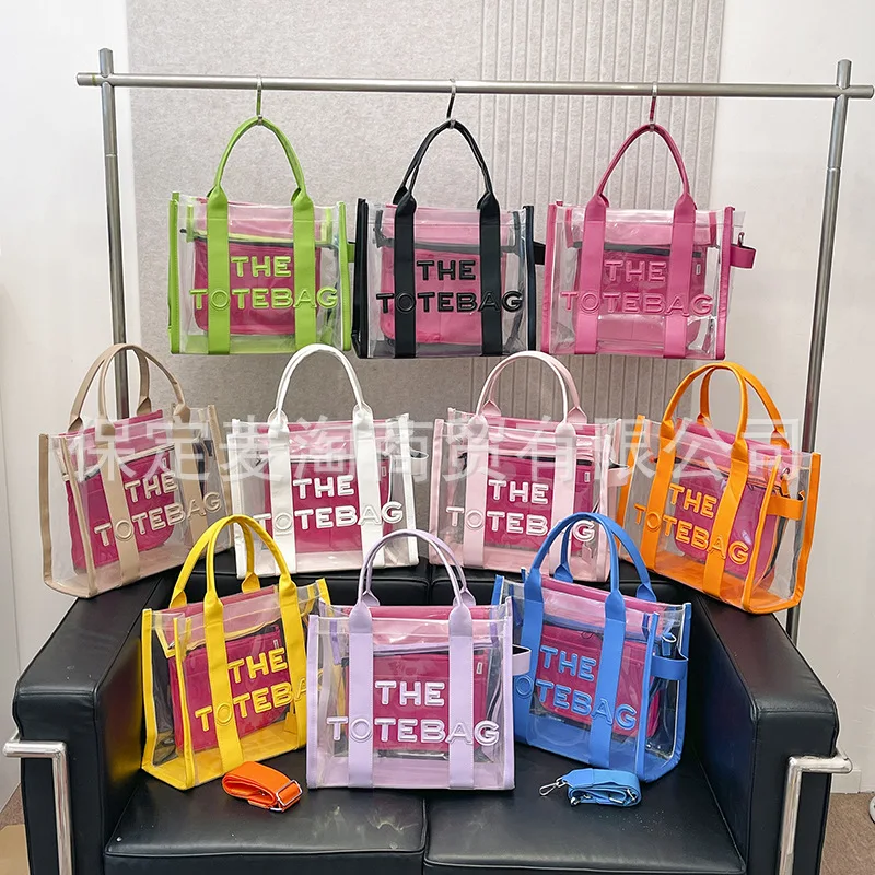 

Transparent Letter Tote Bag - Fashionable Single Shoulder Purse with Monogram Design Lightweight Large Capacity Women's Shopper