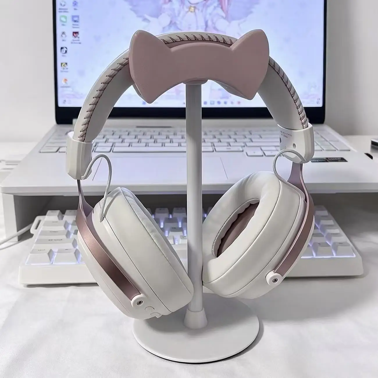 Ins Cute Korean-style Headphone Stand New Girl Pink Gaming Headset Holder Over-ear Hanger Desktop Storage and Display Cute Gift image 6