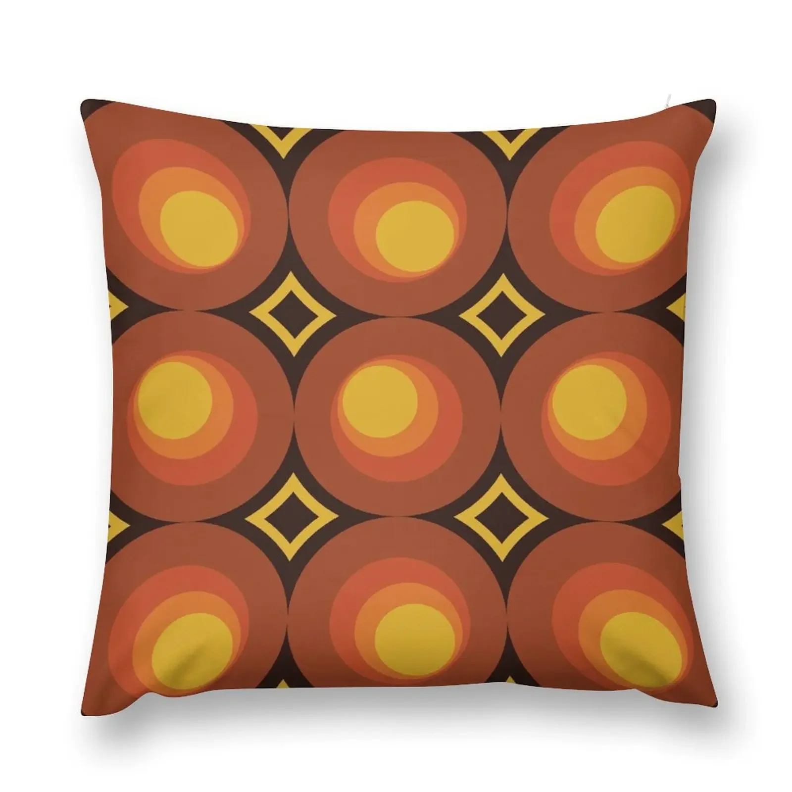 1970s Orange Mid-Century Modern Circle 2 Throw Pillow Cushion Cover Set autumn decoration pillow