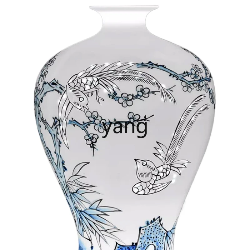 Yjq Jingdezhen Ceramic Master Hand-Painted Egg-Shell Porcelain Gold Vase New Chinese Style Curio Shelf Ornaments