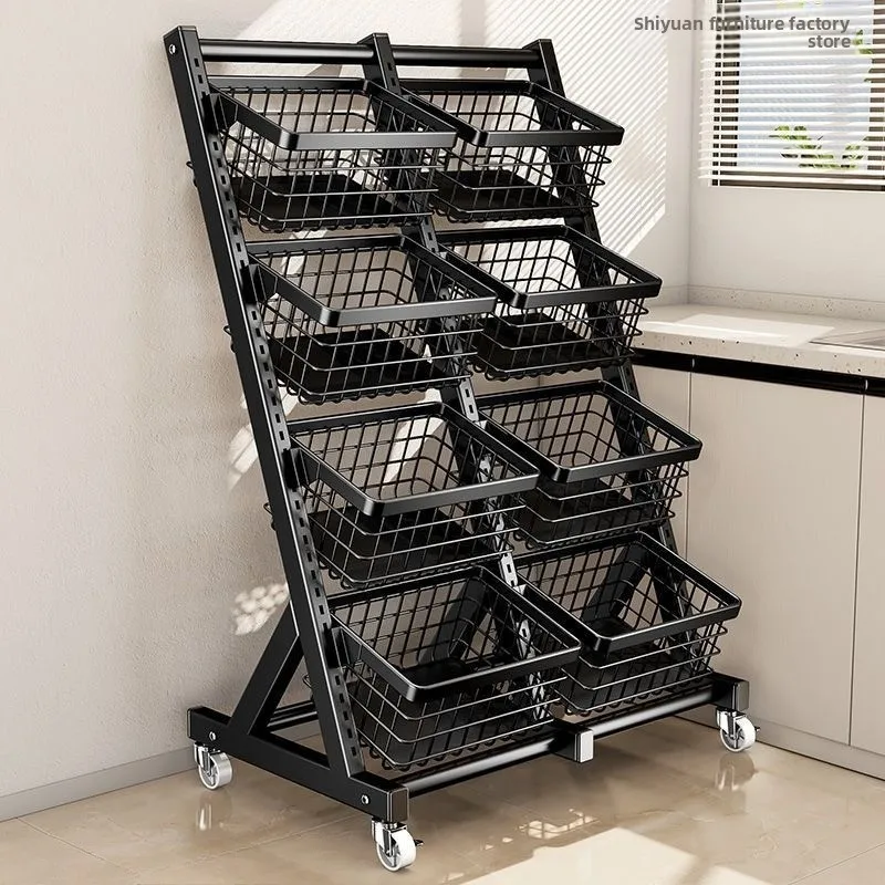 Kitchen vegetable rack floor-to-ceiling multi-layer vegetable basket sundries storage basket