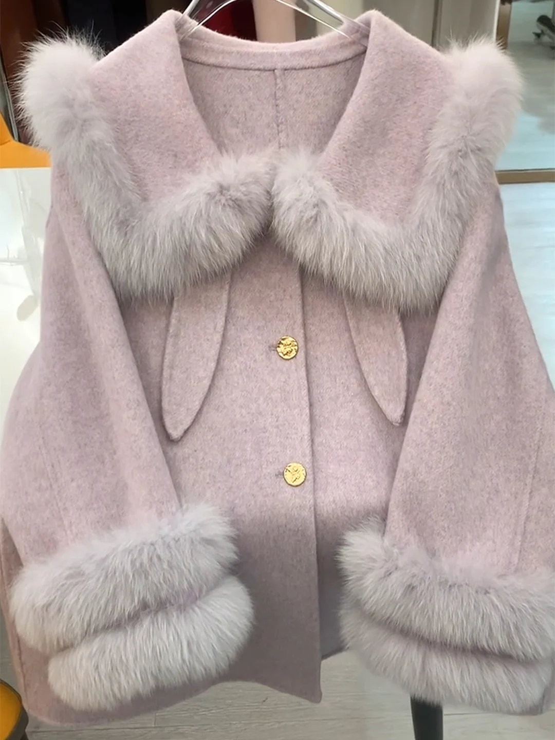 النمط الياباني لطيف فتاة الراقية على الوجهين معطف صوف الكشمير 2025 جديد كلية نمط الحلو دمية يشعر سترة صوفية دافئة #5