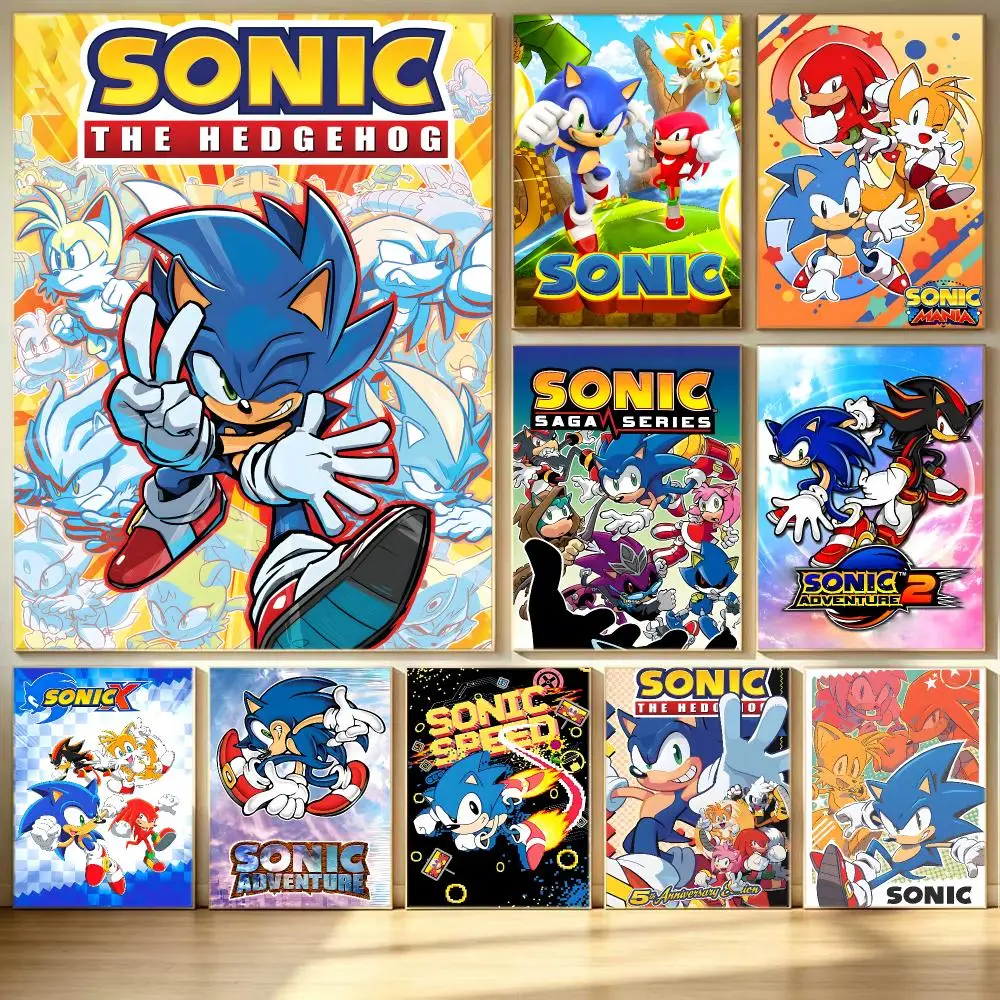 game Sonic the Hedgehog Poster Poster HD  Printing Soothing and Cream Style Home Decor for the Living Room cafes Gift Giving