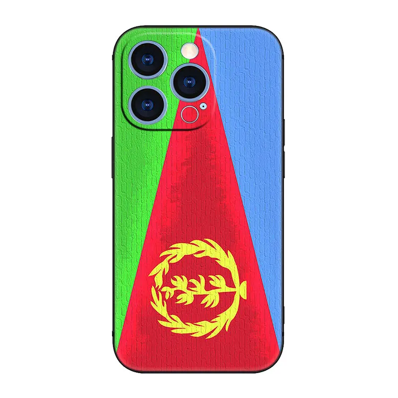 Eritrea Flag Phone Case For Apple iPhone 14 13 12 Mini 11 Pro XR X XS MAX 6S 7 8 Plus 5S SE 2020 2022 Black Cover