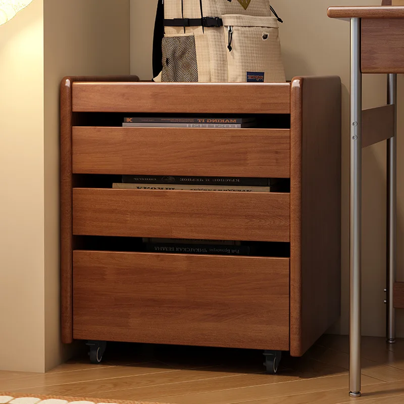 Black chest cabinet solid wood mobile drawer storage cabinet solid wood cabinet