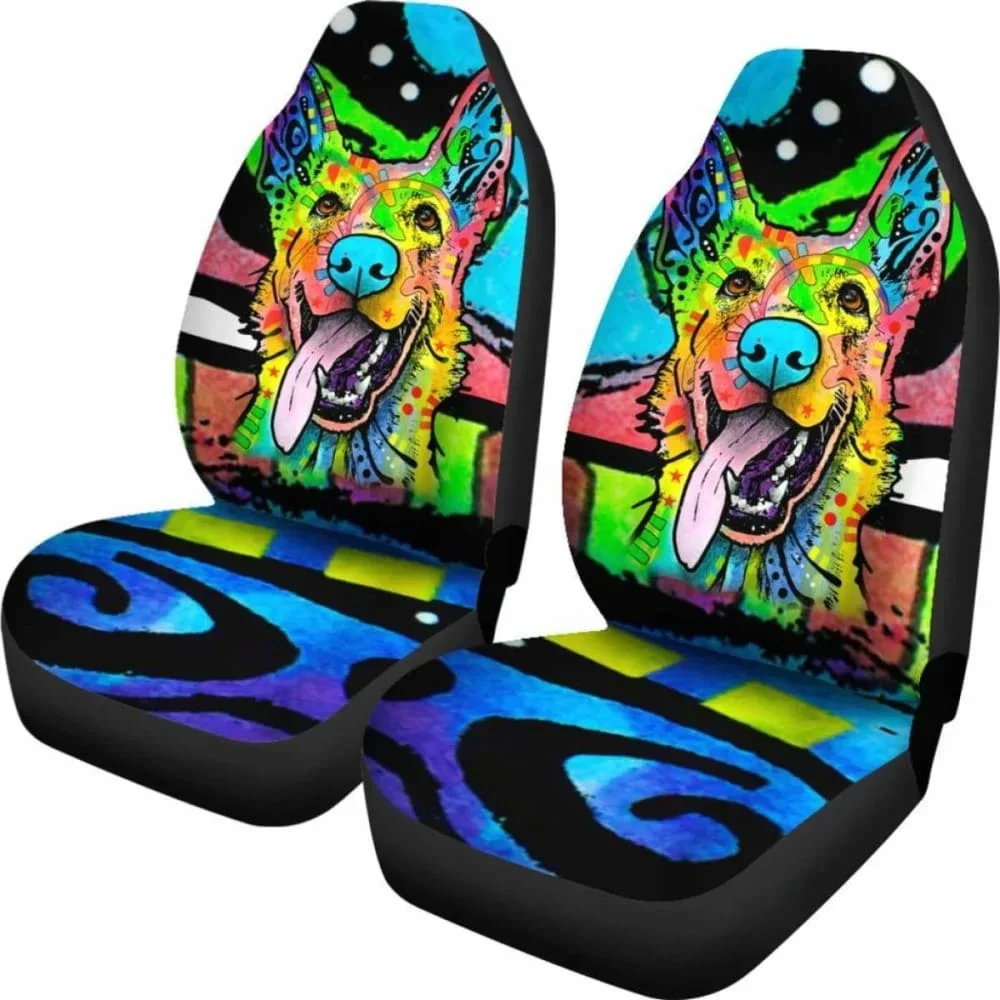 German Shepherd Design Car Seat Covers Colorful Back 091706,Pack of 2 Universal Front Seat Protective Cover