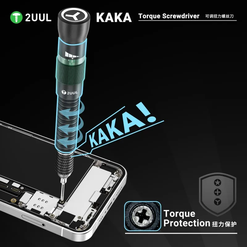 2UUL KAKA Adjustable Torque Screwdriver Replaceable Magnetic Bits Pentalobe 0.8 Cross 1.2 Y 0.6 for Phone Electronics Repair