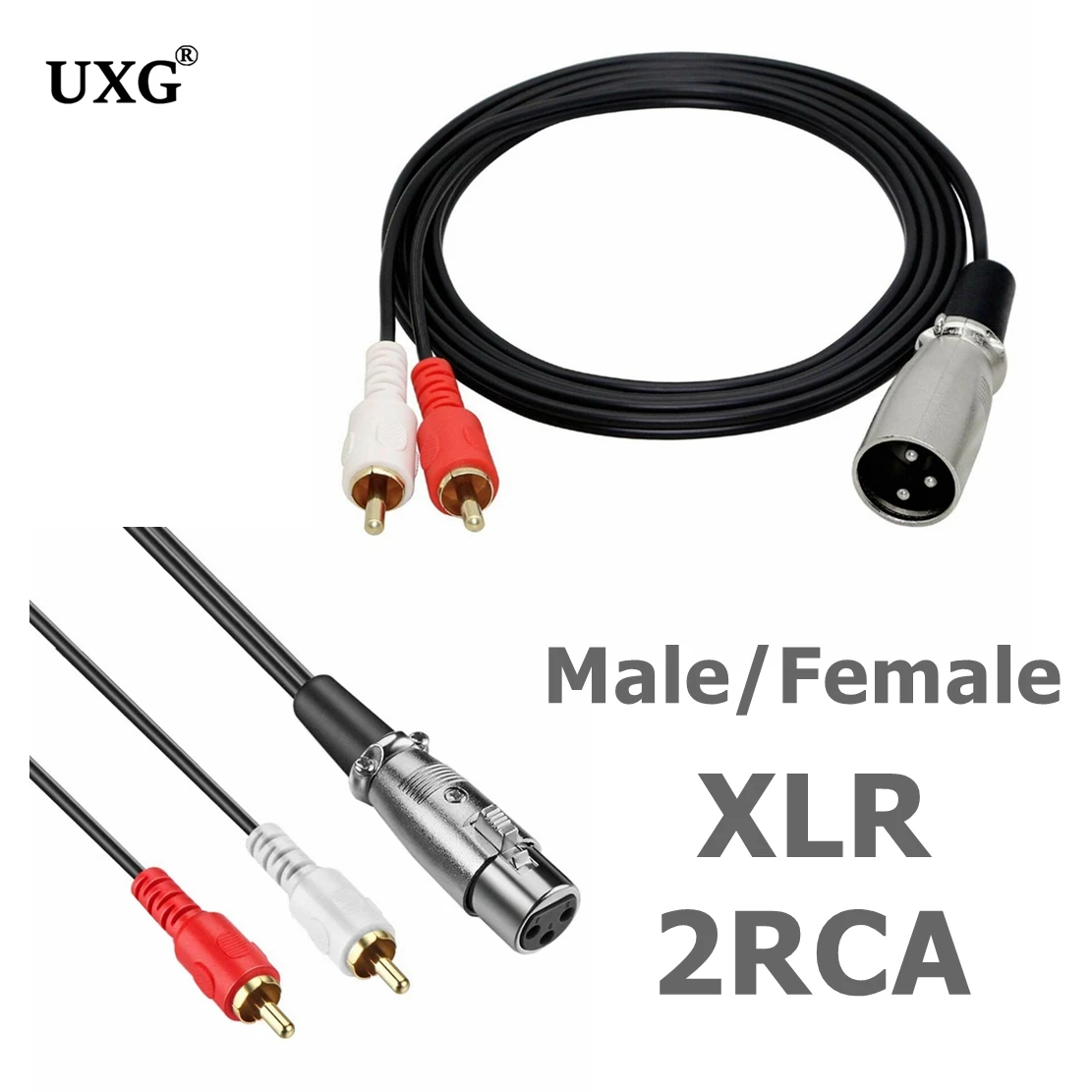 Audio RCA Cable Male to 2 XLR 3 Pin Male Female Cannon Amplifier Mixing Plug AV Cable Dual XLR to Dual RCA Cable 1.5M/3M/5M