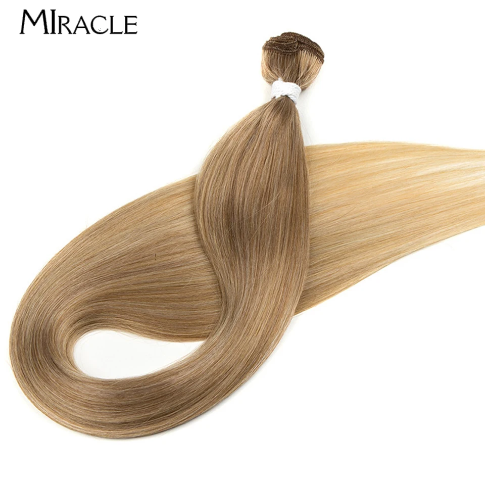 MIRACLE-Extensions de Cheveux Synthétiques Lisses Yaki pour Femme, Tissage de Faux Cheveux Super Longs de 36 Pouces