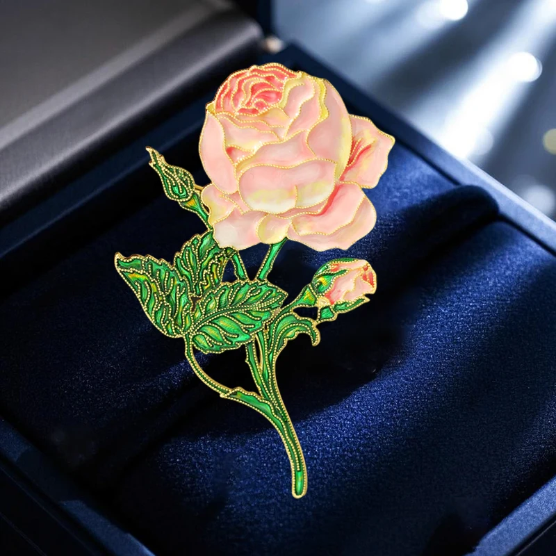 

Fashion Retro Elegant Handmade Enamel Double Peony Brooches Exaggerated Personality High Sense Corsage for Women's Accessories