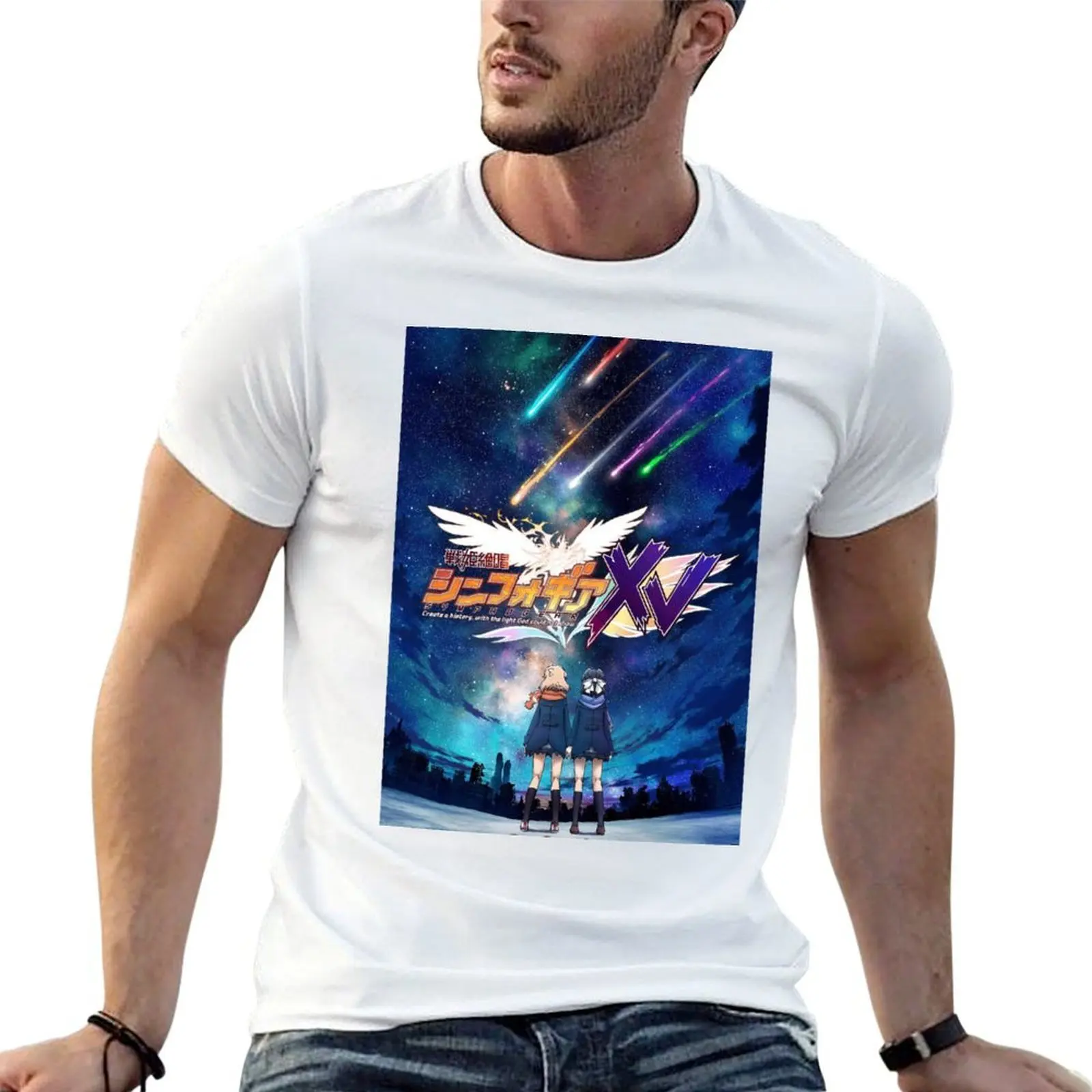 

Senki Zesshou Symphogear XV poster T-Shirt man t shirts cotton t shirt man casual men t shirt cotton 100% T-Shirt