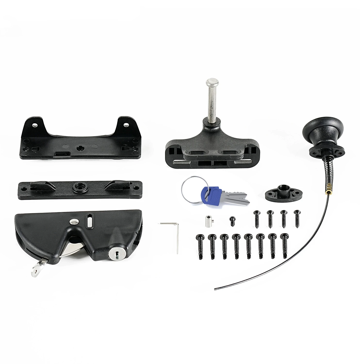 

Self-Locking Fence Gate Latch with Key,Fence Door Lock With Spring Pull Wire for Garden Wood Door,Pasture Outdoor Easy Install