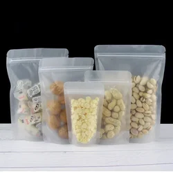 100pcs Matte Clear Stand Up Pouch Cookie Packaging Bag Resealable Doypack Food Snack Dry Fruit Nut Packaging Pouches With Zipper