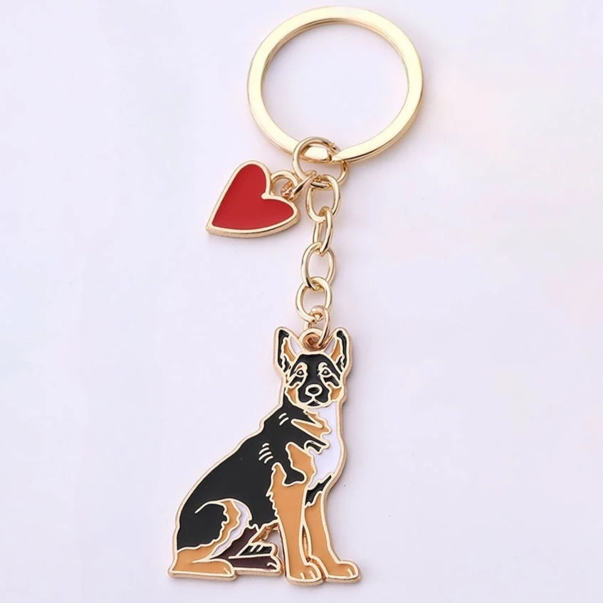 Pet dog German Shepherd Keychain Keyring Pendant Women and Men Jewelry Gift
