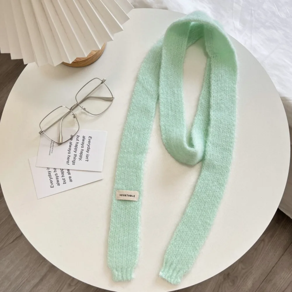 

Cute Korean Style Y2K Thin Scarf Soft Rainbow Color Long Narrow Scarves Neckerchief Neck Warmer Harajuku Knitted Scarf Female