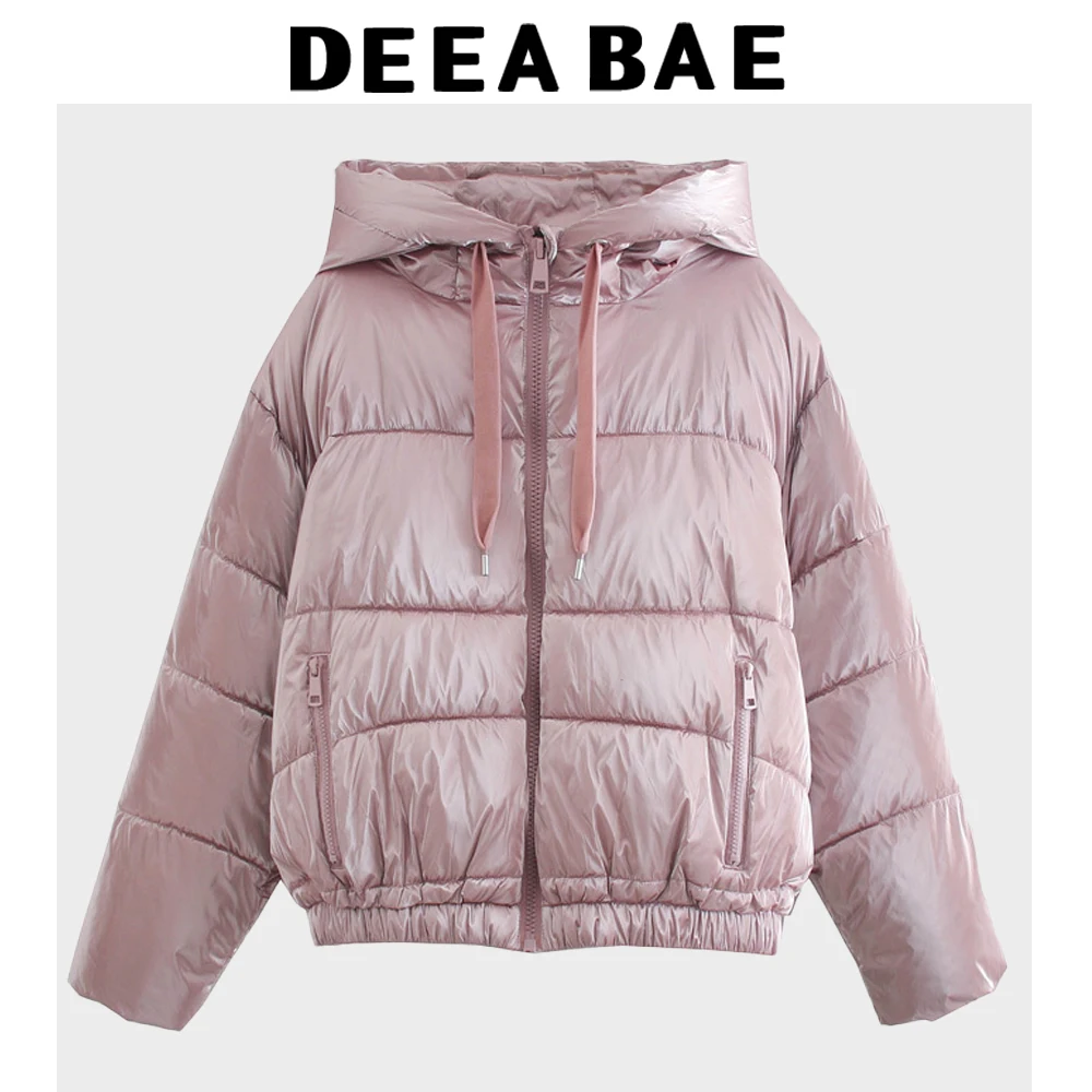 

DEEABAE Women's Winter Jacket Fashion Warm Hooded Short Cotton Coat Sweet And Cute Temperament Coat