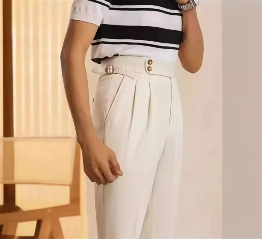 

Модные универсальные повседневные брюки для мужчин, прямые брюки, свободный крой, модная одежда в западном стиле, костюмные брюки