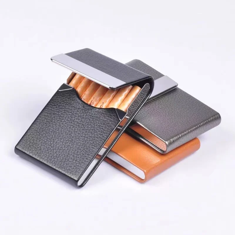 Smoking Accessories Cigarette Case 1 PC Cigar Storage Box Stainless Steel Multifunction Card Cases PU Tobacco Holder