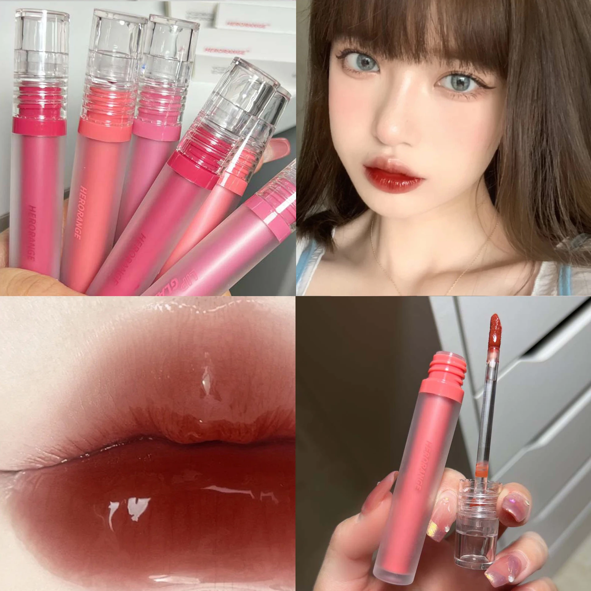 Transparent Jelly Lip Glaze Mirror Water Lipstick Waterproof Moisturising Lip Gloss Long Lasting Non-stick Cup Korean Cosmetics