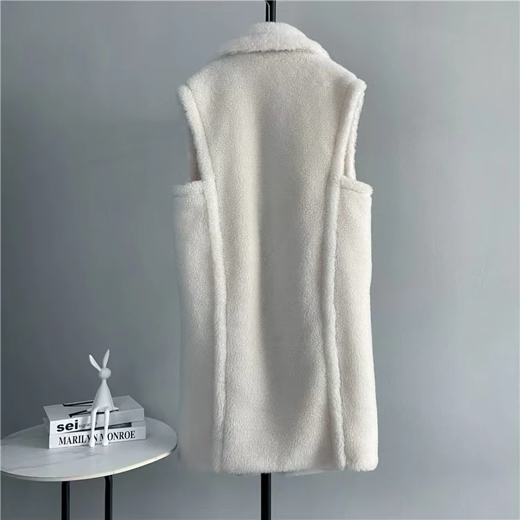 

Loose Long Faux Fur Jacket gestring Women Fur Vest Autumn Winter Sleeveless Imitation Fur Waistcoat All Match Thickened