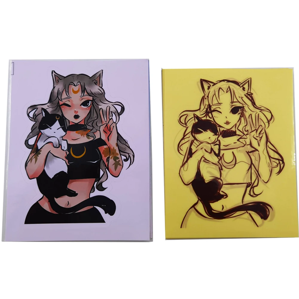 100Pcs 60X30Mm Custom Design Layout Witte Achtergrond Vinyl Sticker Waterdichte Transparante Heteromorphosis Glossy Clear Label Tag