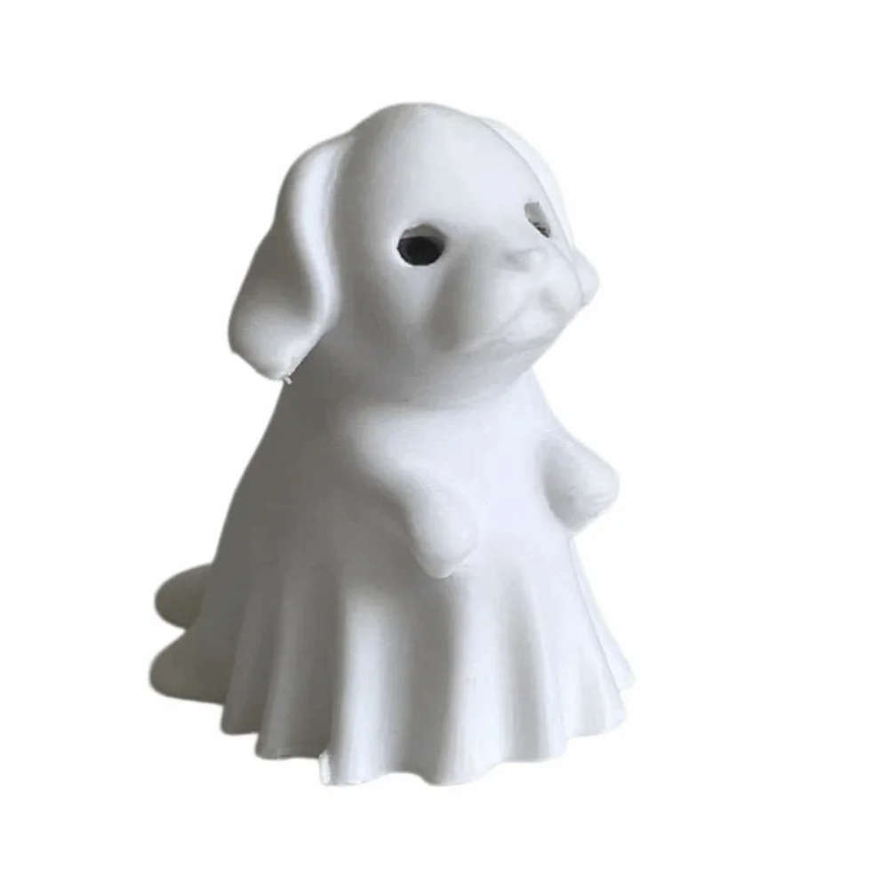 Cute Kitty Puppy Ghost Statue Mini Creative Halloween Ghost Decoration White Table Figurine 3D Printed Decorations