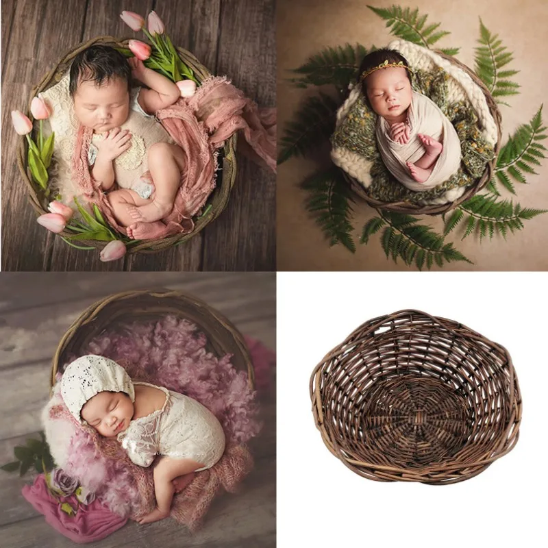 Photography Baby Props Baby Shoot Studio Woven Accessori Retro Basket Photo Prop Baby Newborn Photography Prop Newborn Accessori