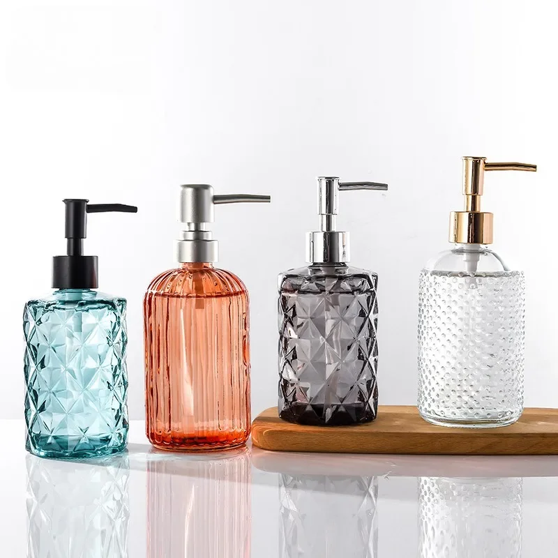 400ML High Quality Large Manual Soap Dispenser Clear Glass Hand Sanitizer Bottle Containers Press Empty Bottles Bathroom