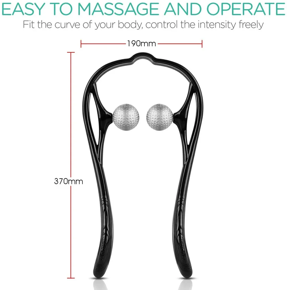 Neck Massager Shiatsu Deep Tissue Dual Trigger Point Shoulder Massager, Ergonomic Handle Design, Lightweight & Portable