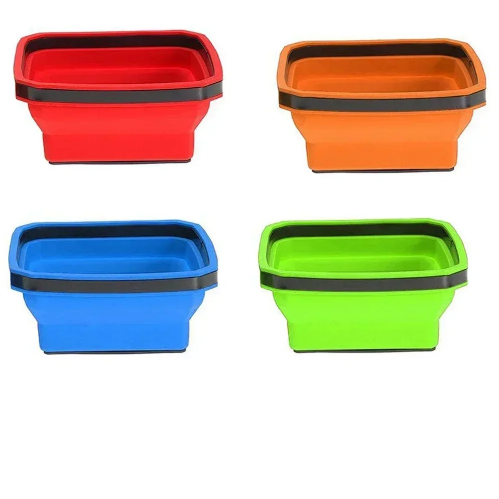 4.5 Inch Collapsible Magnetic Screw Tray Silicone Screw Bowl Tool Part Storage Box Plumber Carpenters Tool Organizer