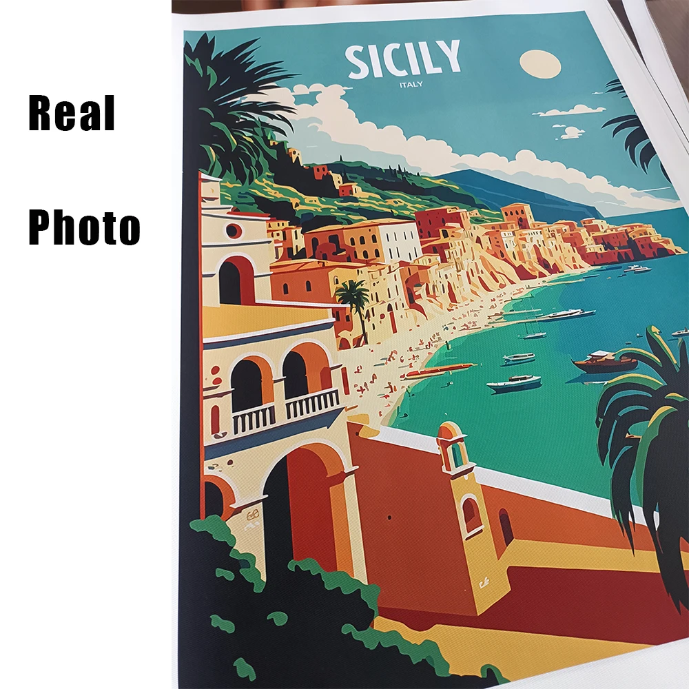 1pc frameless Retro City St Tropez Poster France Wall Art Travel Vintage Poster French Riviera Nice Travel Canvas Painting Offic - view 6