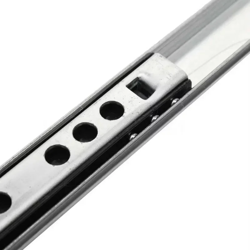 1Pair Drawer Slide Ball Guide Micro Two Sections 17mm Wide Steel Fold Drawer Steel Ball Slide Rail Furniture Hardware Fittings