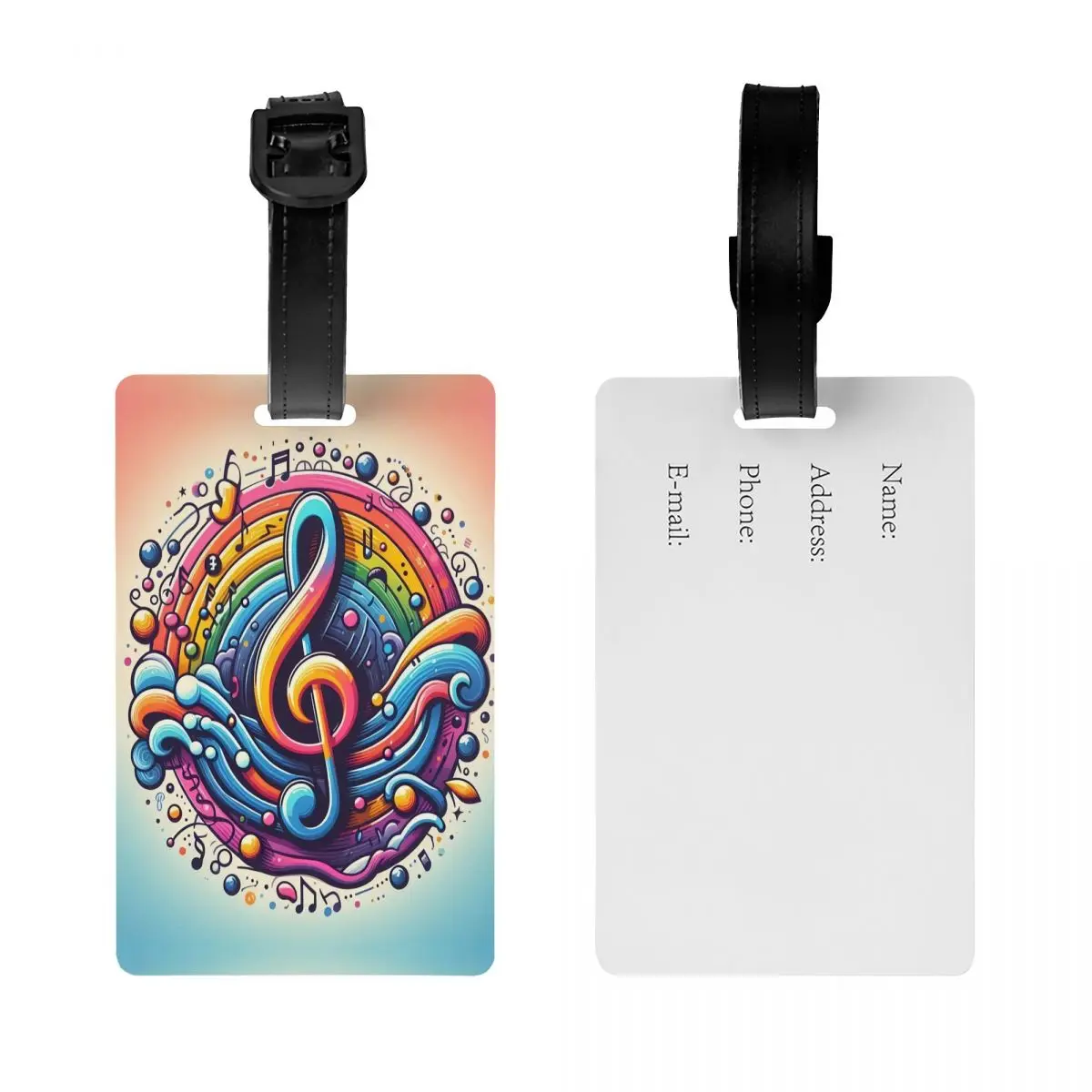 Custom PPiano Keyboard Musical Notes Luggage Tags for Travel Suitcase Privacy Cover ID Label