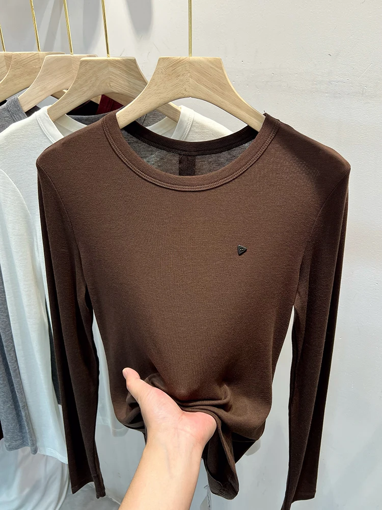 Slim Fit Camere Knitwear Long Sve Pure Color Women's Top Early Autumn New Sle Versatile Base Layer irt Korean Sle