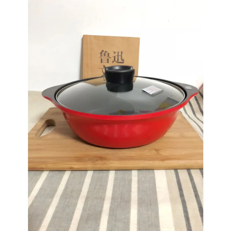 Processing pot 26cm non stick soup pot Double-flavor hot pot hot pot Japanese style frying pan forging tabletop frying pan