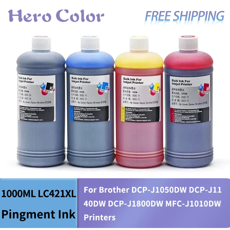 

1000ml/pc Pingment Ink For Brother LC421xl For Brother DCP-J1050DW DCP-J1140DW DCP-J1800DW MFC-J1010DW Printers